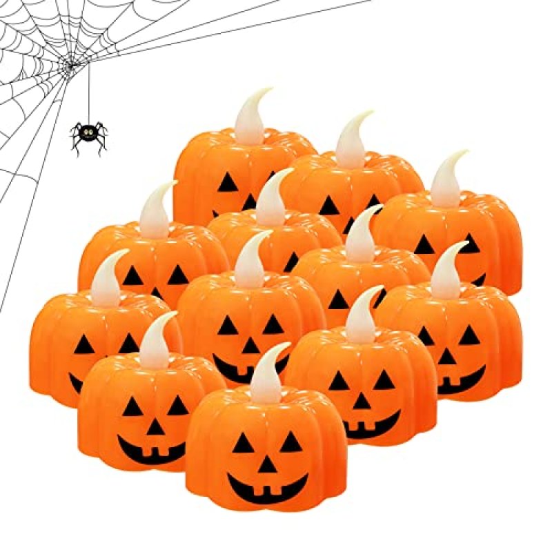 Jsdoin Halloween Pumpkin Tea Lights, 12pcs…