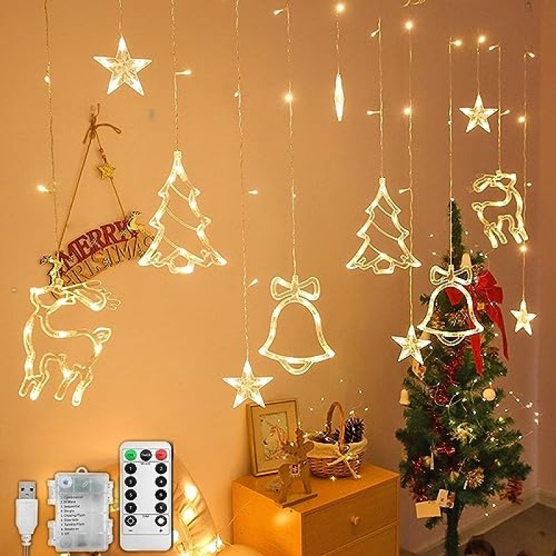 Jsdoin LED String Light Christmas Curtain Light 3…
