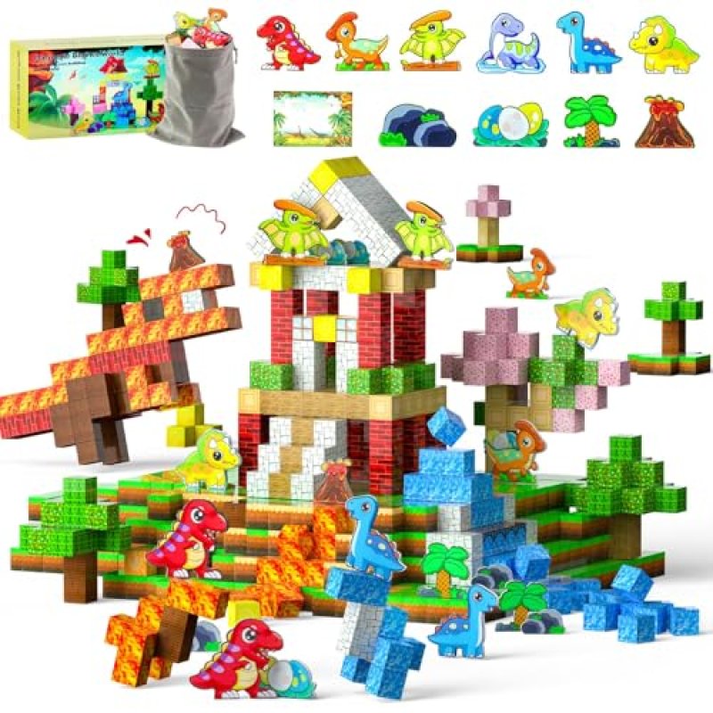 suihuooo Magnetic Blocks - 110PCS Dinosaur Toys…