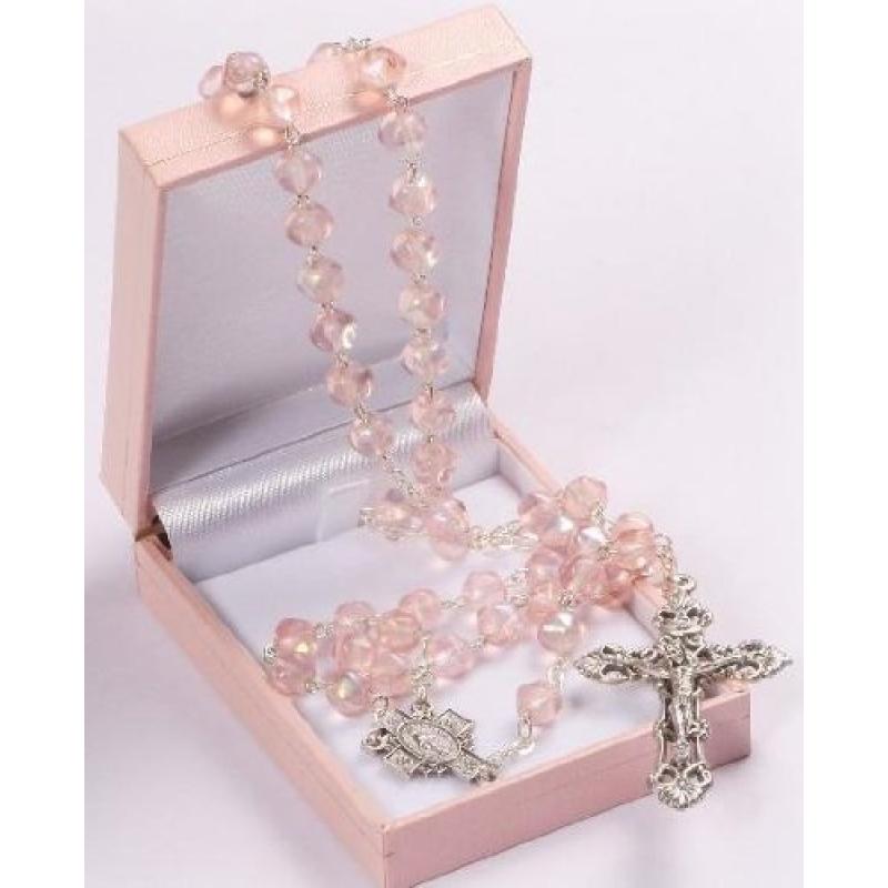 St Joseph's Pink Glass Beads Rosary