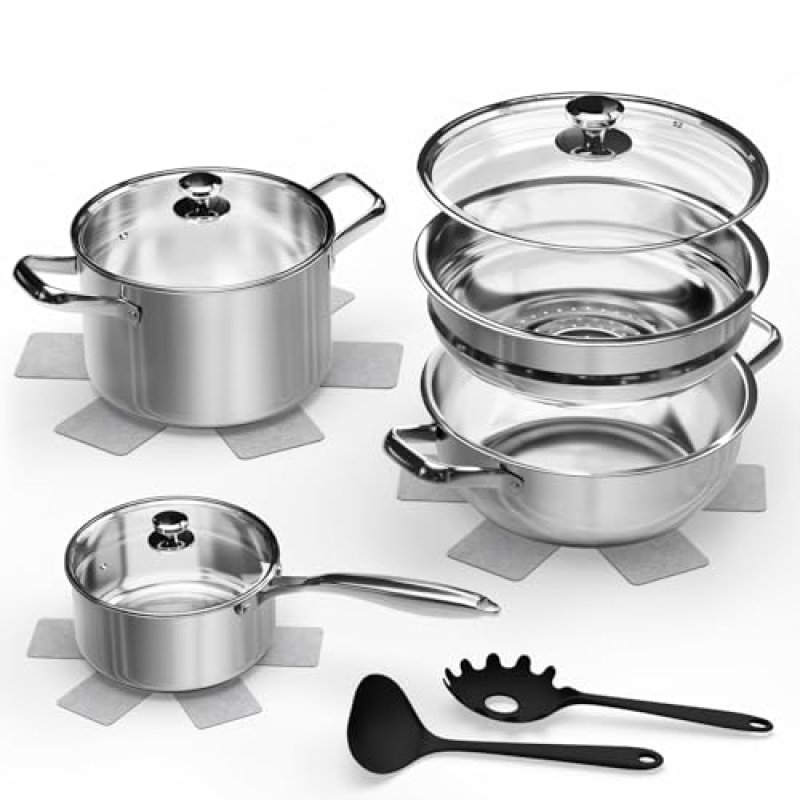 Stainless Steel Saucepan Set with Steamer