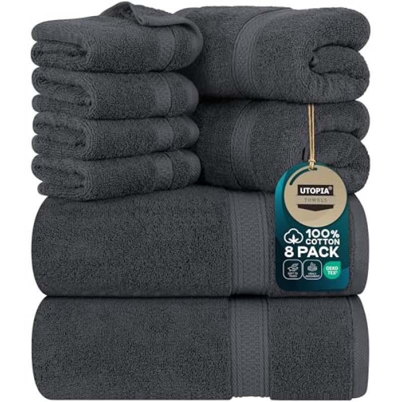 Utopia Towels 8 Piece Towel Set - 2 Bath Towels,…