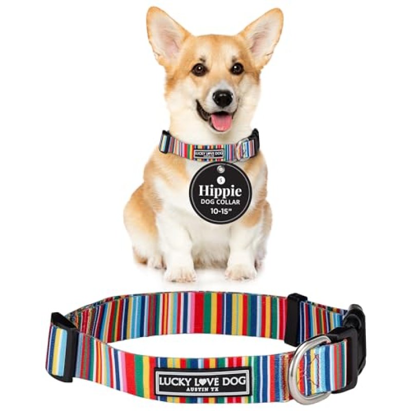 Lucky Love Rainbow Stripes Dog Collar