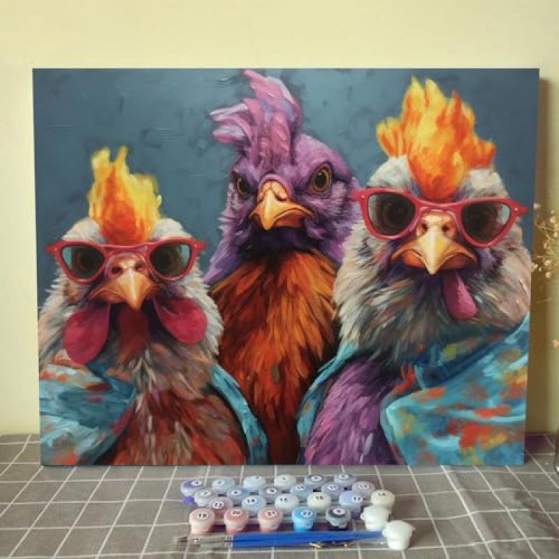 Tucocoo Rustic Chickens Paint by Numbers Kit