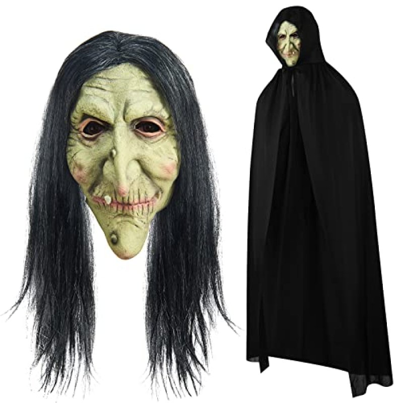 Suilung Halloween Old Woman Witch Mask Scary Full…