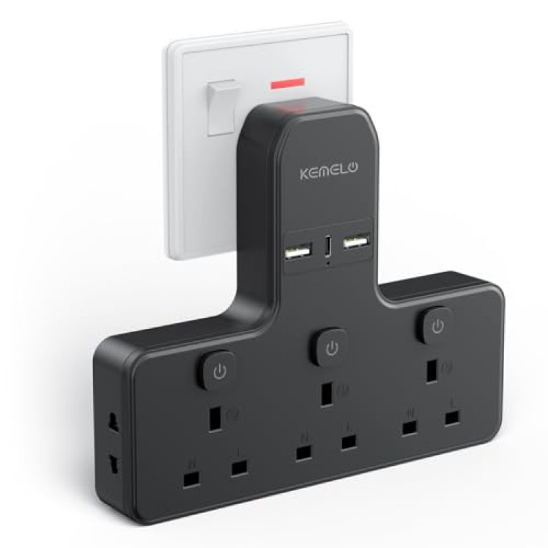 Multi Plug Adapter with USB and Switches