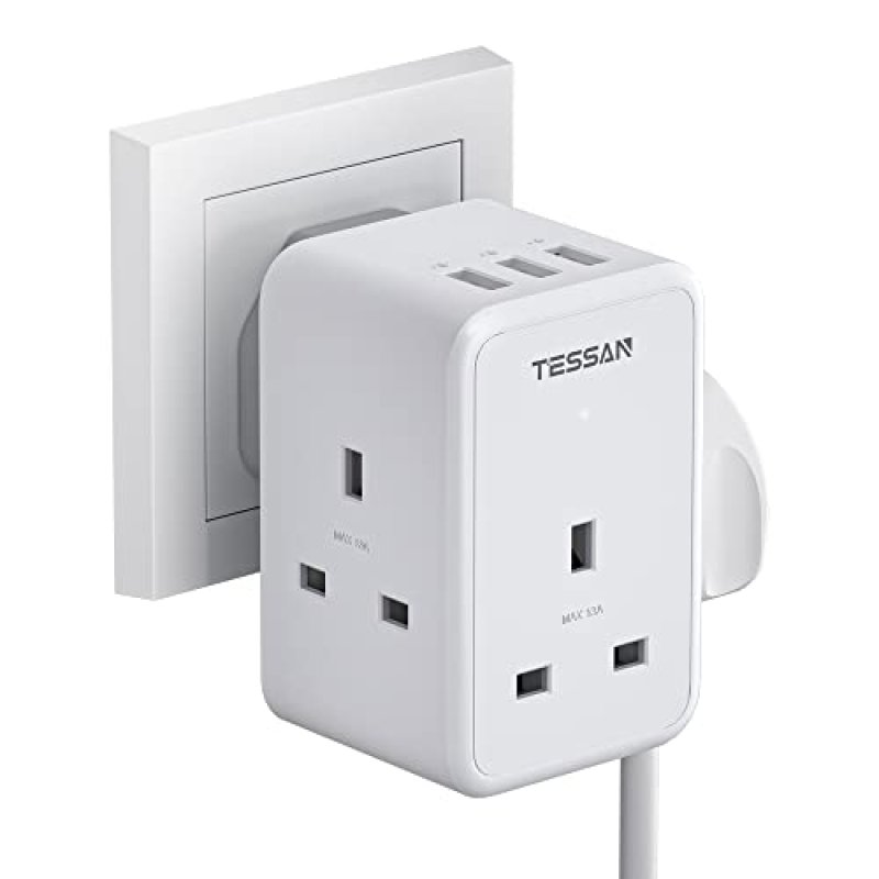 TESSAN Multi Plug Socket with USB Charger