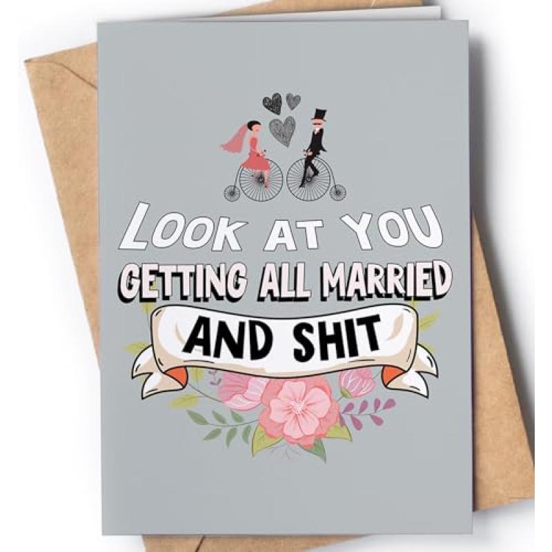 Humorous Wedding Card for Groom and Bride
