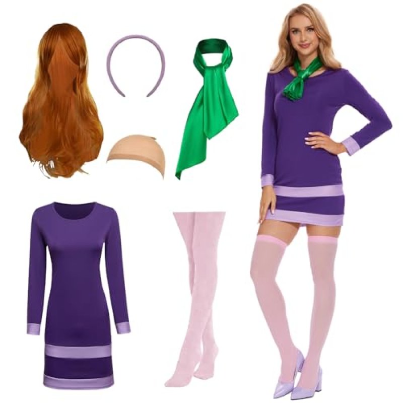 Gumyawl Halloween Costume Women Adult Purple…