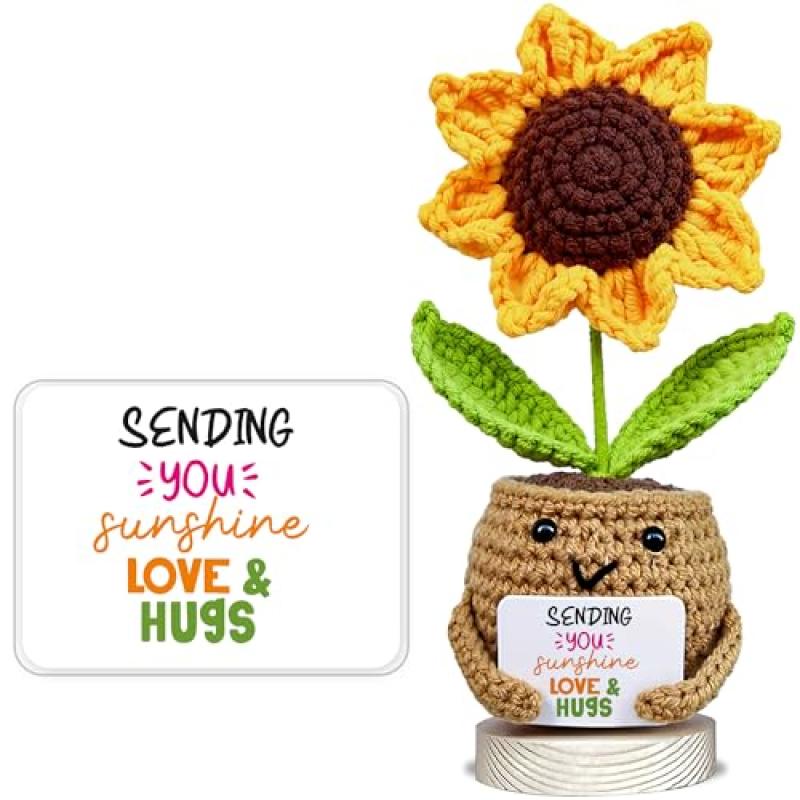 Sunflower Crochet Doll with Sympathy Card