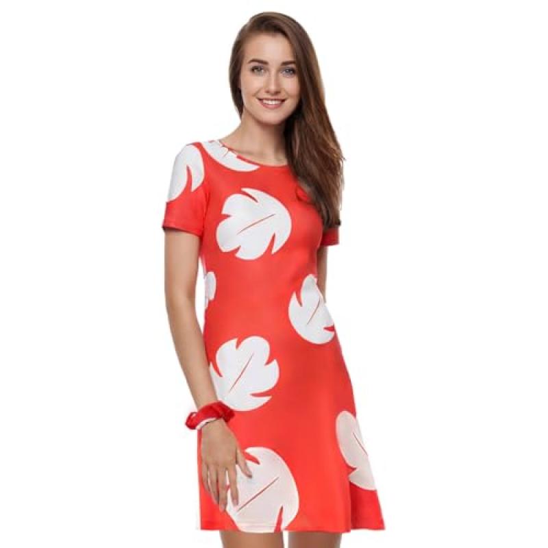 Funhoo Princess Leaf Cosplay Costume Women Red Dress