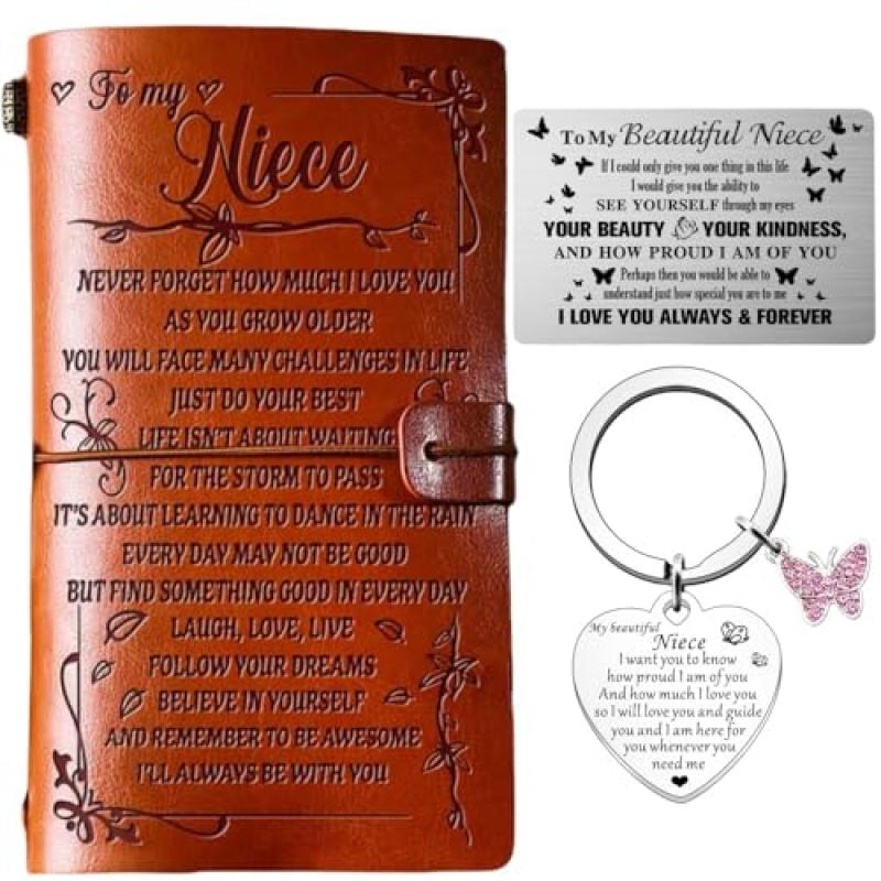 Auntie Gift: Leather Journal and Keyring Set