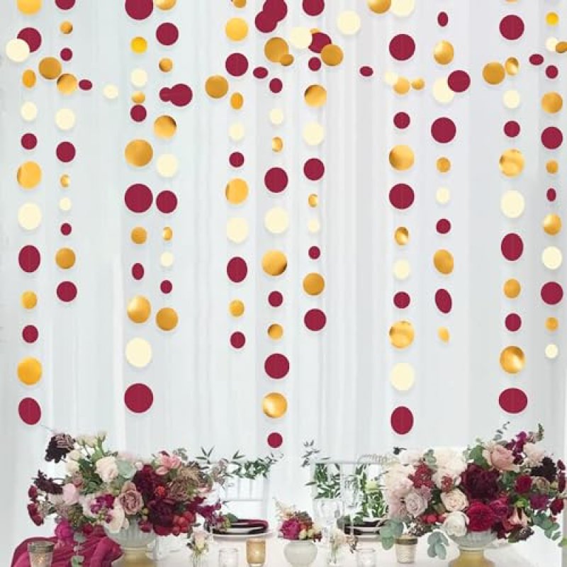 Burgundy & Gold Dot Garland