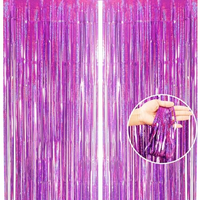 Purple Glitter Fringe Curtains