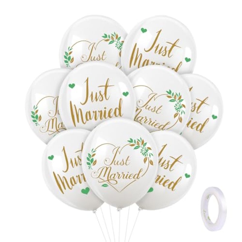 HOWAF Just Married Decorations, 20pcs White Just…