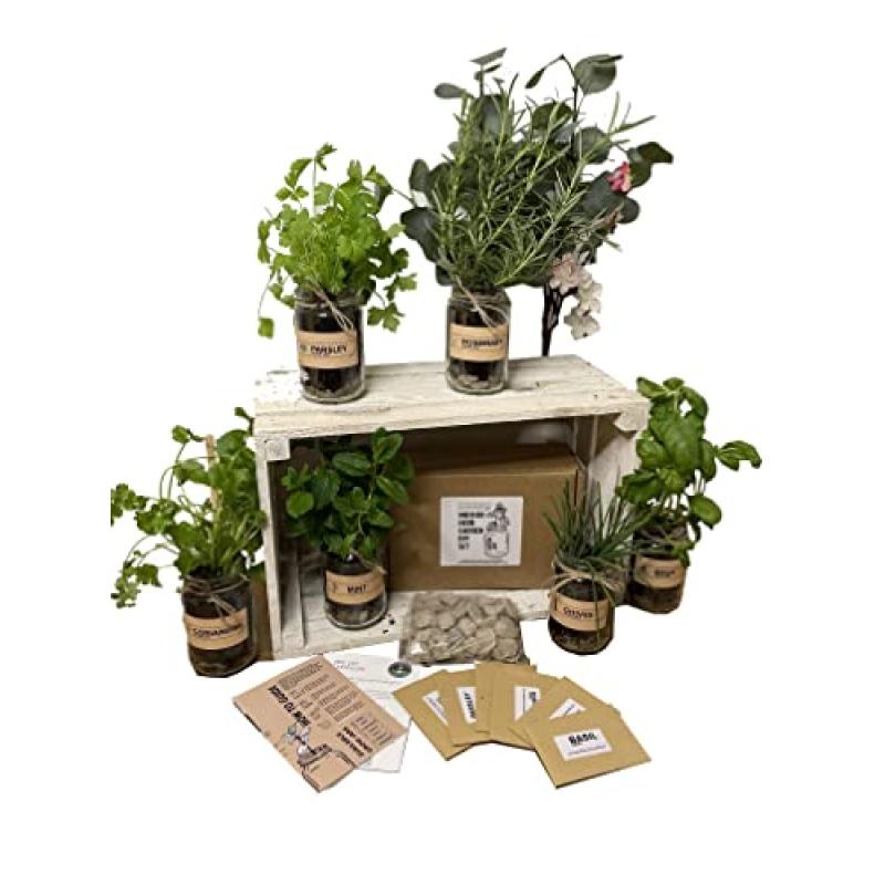 Rustic Herb Garden Kit with Jars