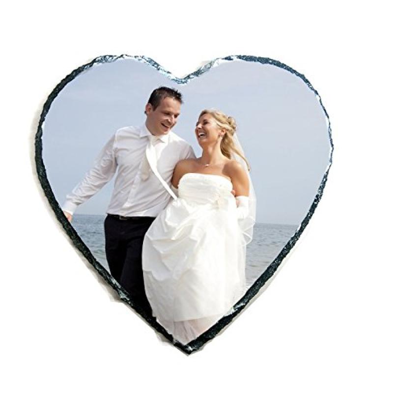 Custom Heart Shape Rock Slate Photo Display