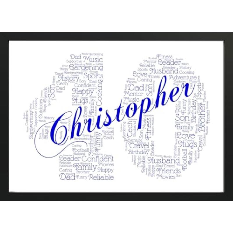 Custom Word Art Print for Men's 40th Birthday