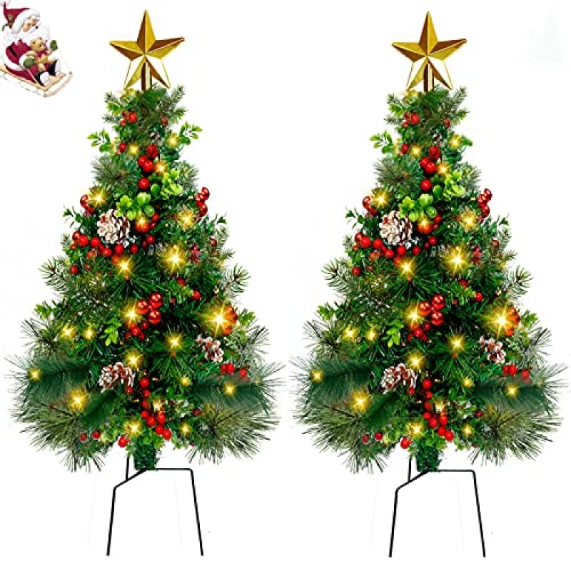 Outdoor Pre-Lit Christmas Trees