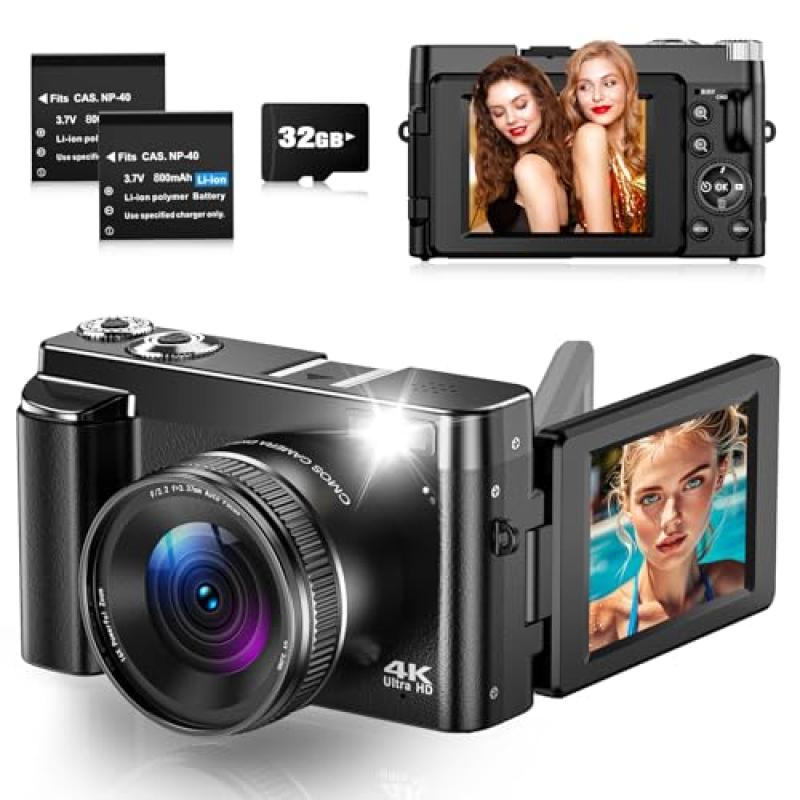 Autofocus Vlogging Camera, 4K Compact 48MP
