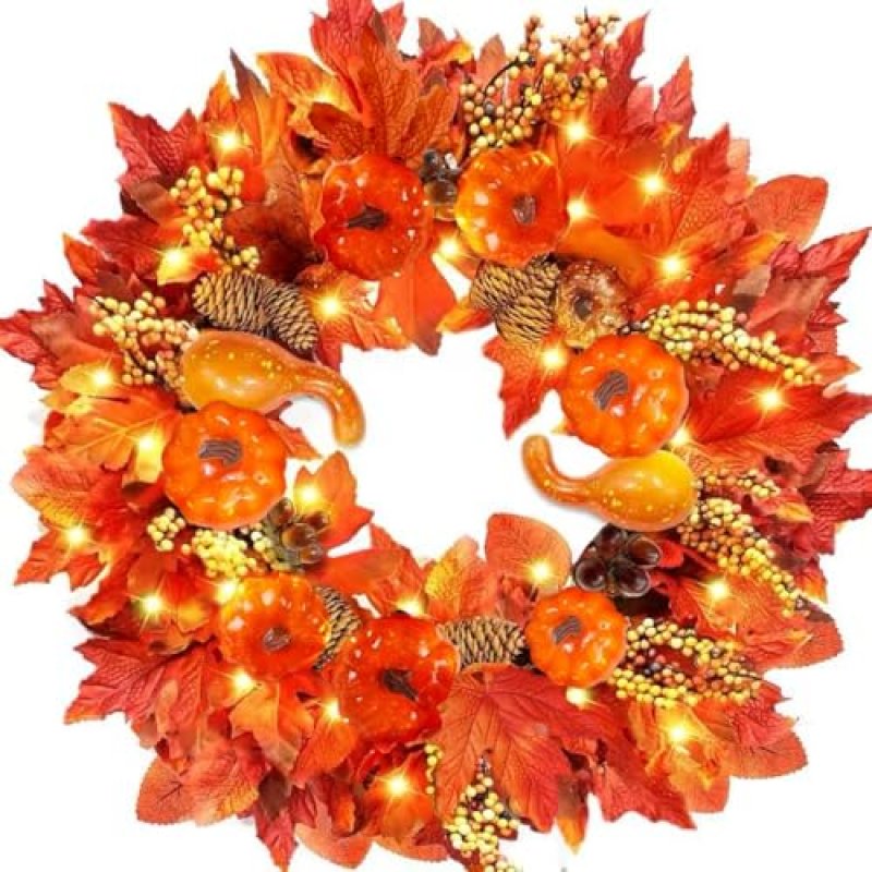 Autumn Wreath with LED Lights