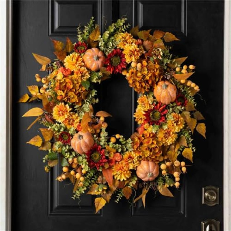 Autumn Hydrangea Pumpkin Wreath