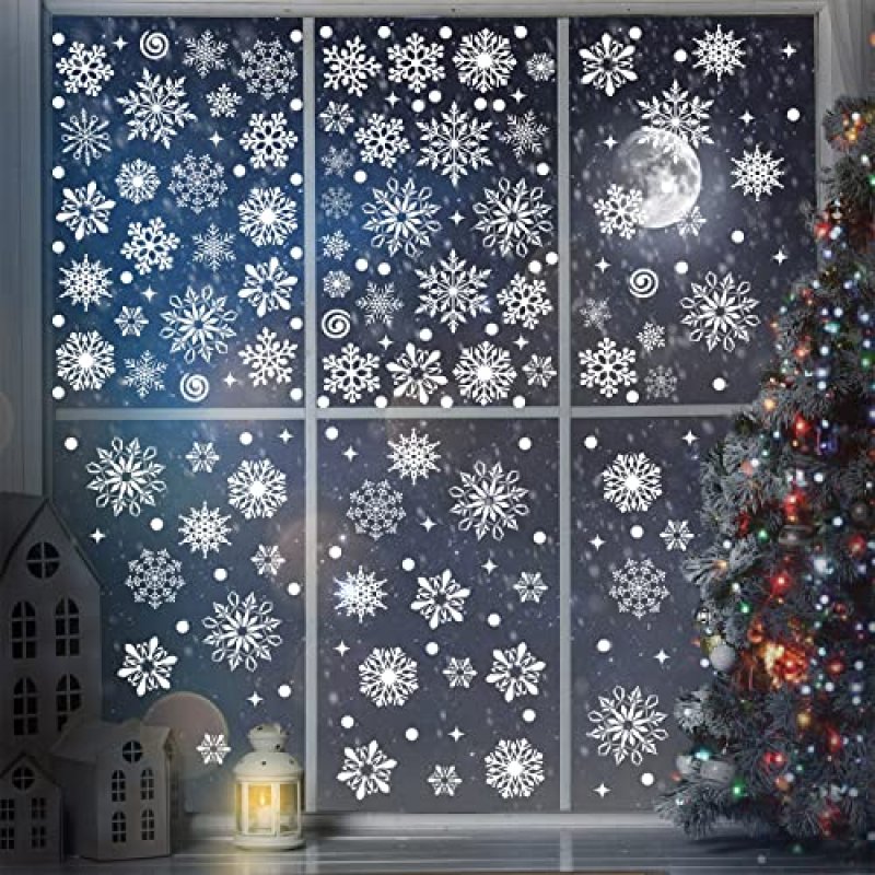 Outus 570 Pieces Snowflake Window Clings Winter…