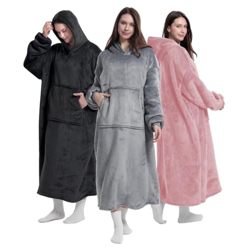 Oversized Blanket Hoodie with Sleeves and Pocket