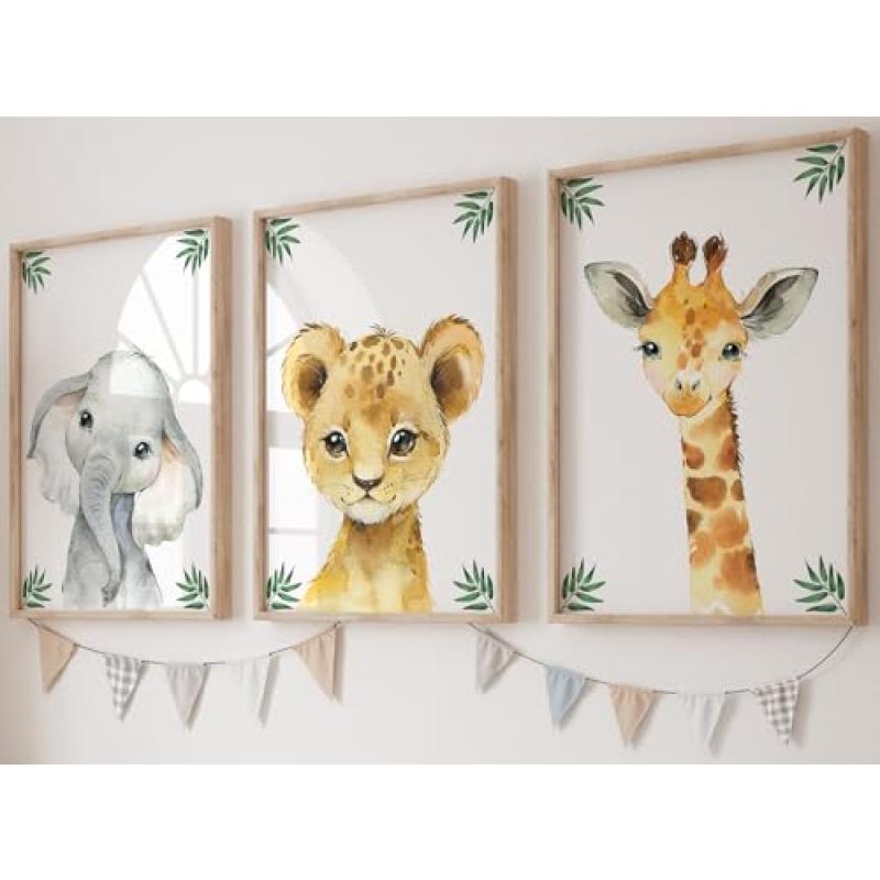 Eviepops Safari Animals Nursery Set of 3 Prints
