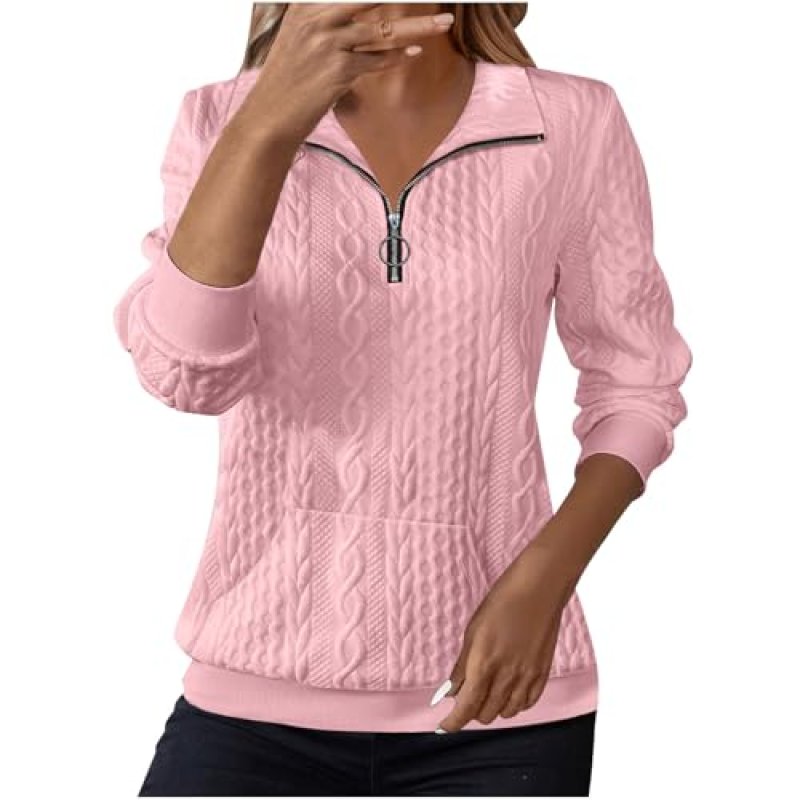 Sweatshirts for Women Cable Knit Jumpers Lapel…