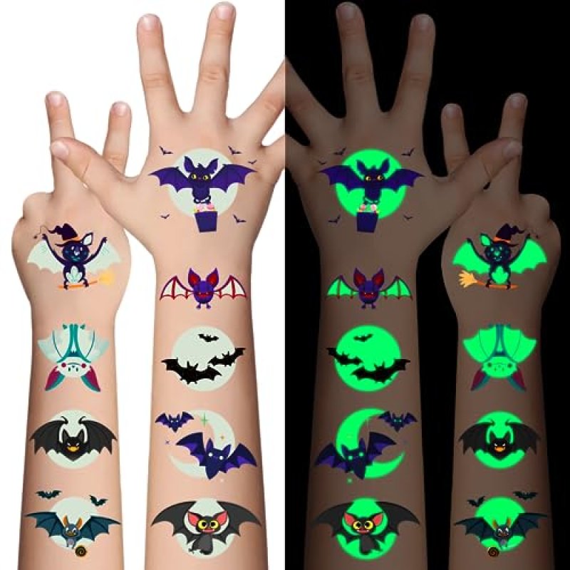Awinmay Glow-in-the-Dark Bat Tattoos