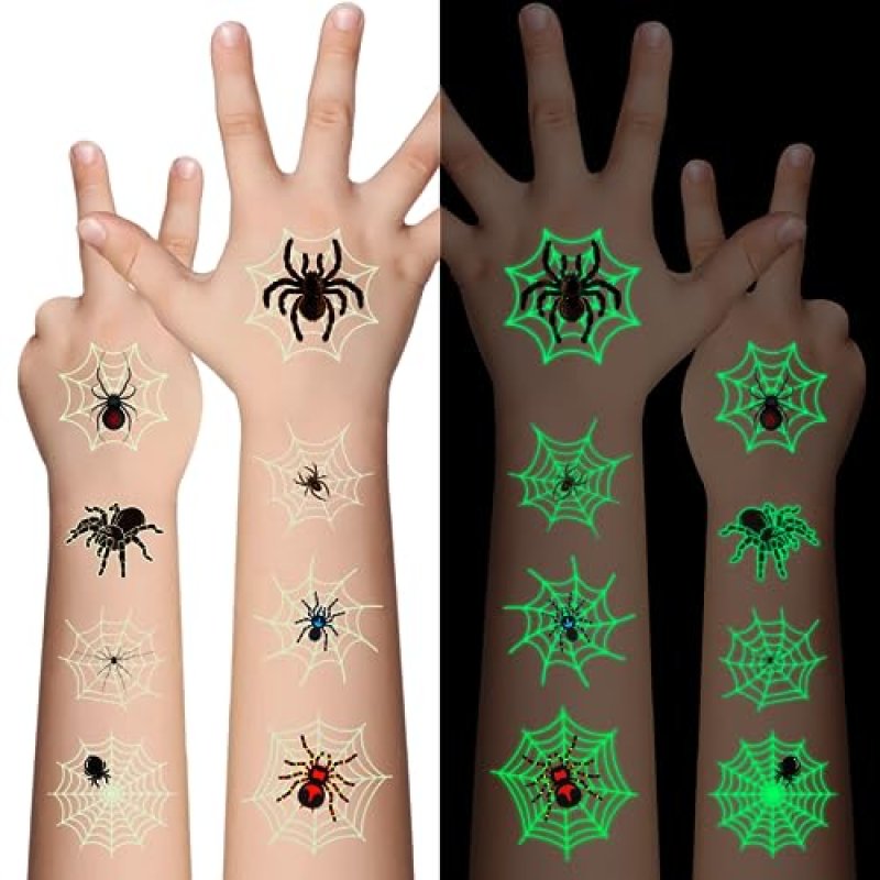 Awinmay Luminous Spider Temporary Tattoos for…