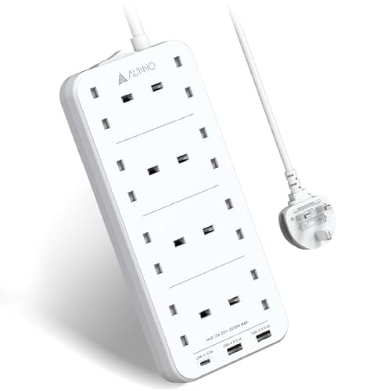 AUNNO Extension Lead with USB Ports