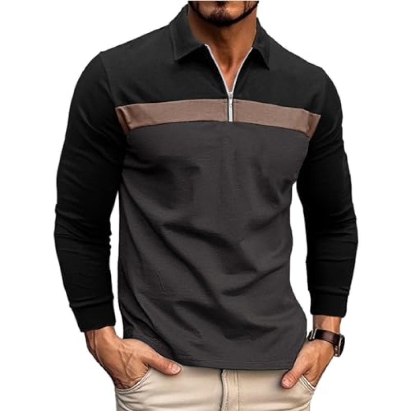 Ryehack Men's 1/4 Zip Polo Shirt