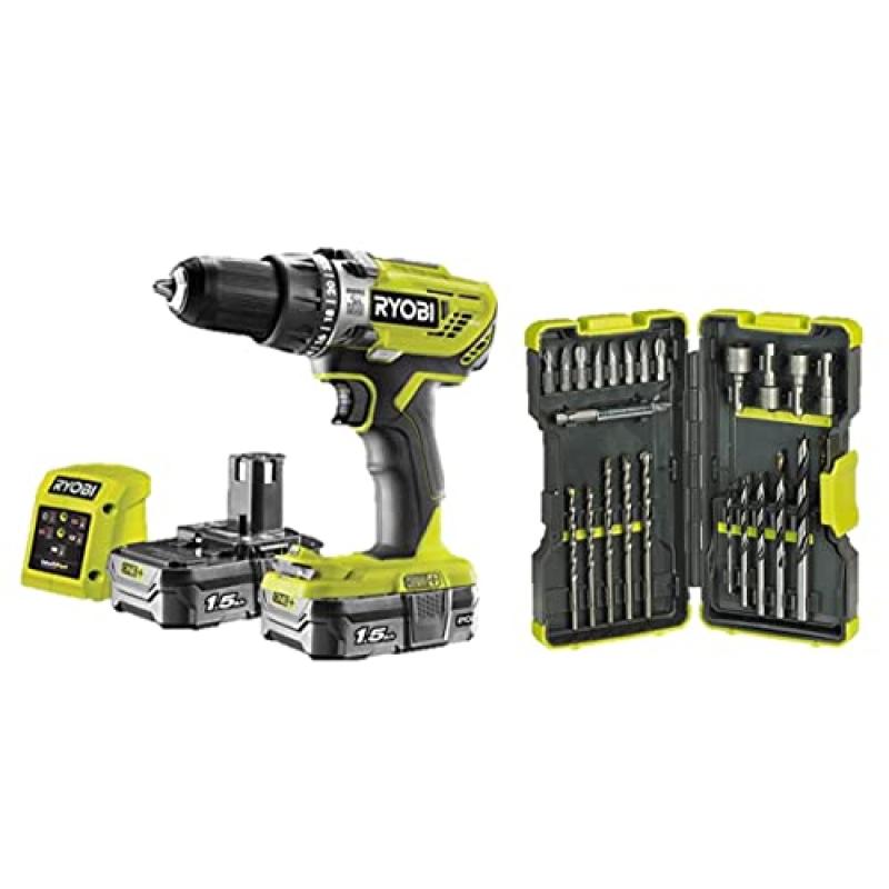 Ryobi Cordless Combi Drill Kit & Bit Set