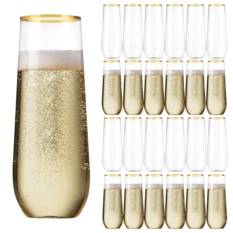 Sythrix Plastic Champagne Flutes 25 Packs…
