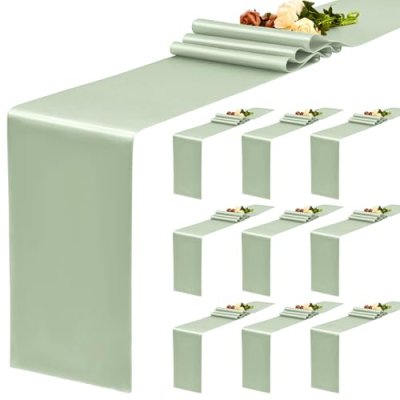 YMHPRIDE 10 Pack Satin Table Runner, 30 x 183 cm,…