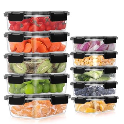 MEETOZ 10 Pack Glass Meal Prep Containers,…