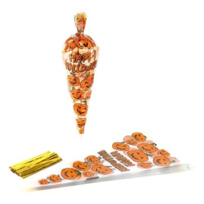 100Pcs Halloween Treat Bags - Pumpkin Cone…