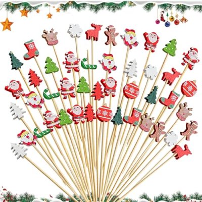 KASESSS 100 Pcs Christmas Cocktail Sticks, Canape…