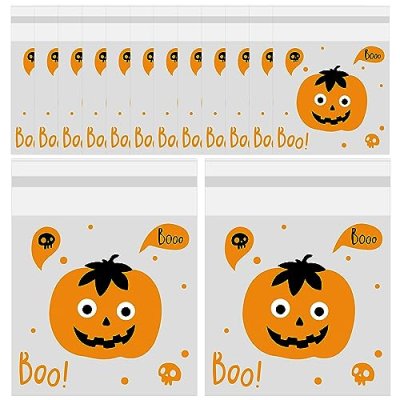 100 Pieces Halloween Candy Bags Self Adhesive…