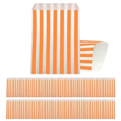 100pcs 5x7'' Orange Stripe Paper Bag Sweet Candy…