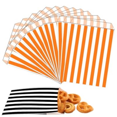 100pcs 5x7'' Orange Striped Paper Sweet Bags…