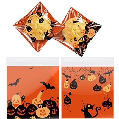 LOMYLM 100pcs Halloween Cellophane Bags Self Seal…