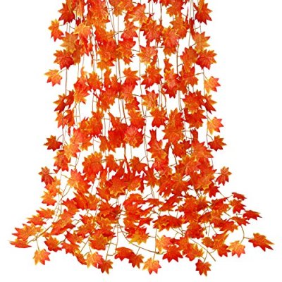 CQURE 12 Pack Autumn Fall Leaf Garland, Hanging…