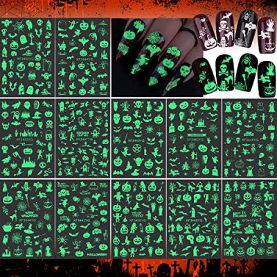 12 Sheets Halloween Nail Art Stickers Decals,…