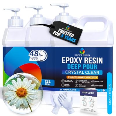 CRAFT RESIN 12L Crystal Clear Deep Pour Epoxy…