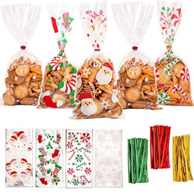 DERAYEE 120 Pieces Christmas Cellophane Bags Xmas…