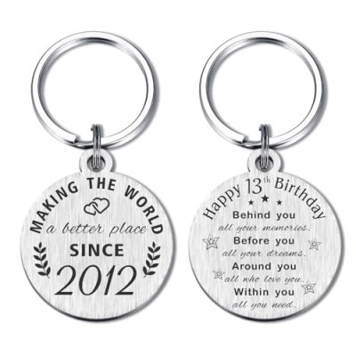 ABBNT 13th Birthday Keychain for 13 Year Olds