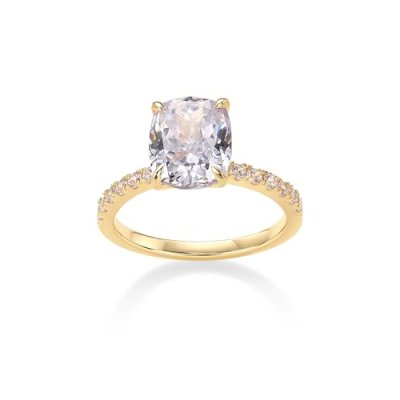 PAVOI 14K Gold Plated 3 CT Cushion Cut Engagement…